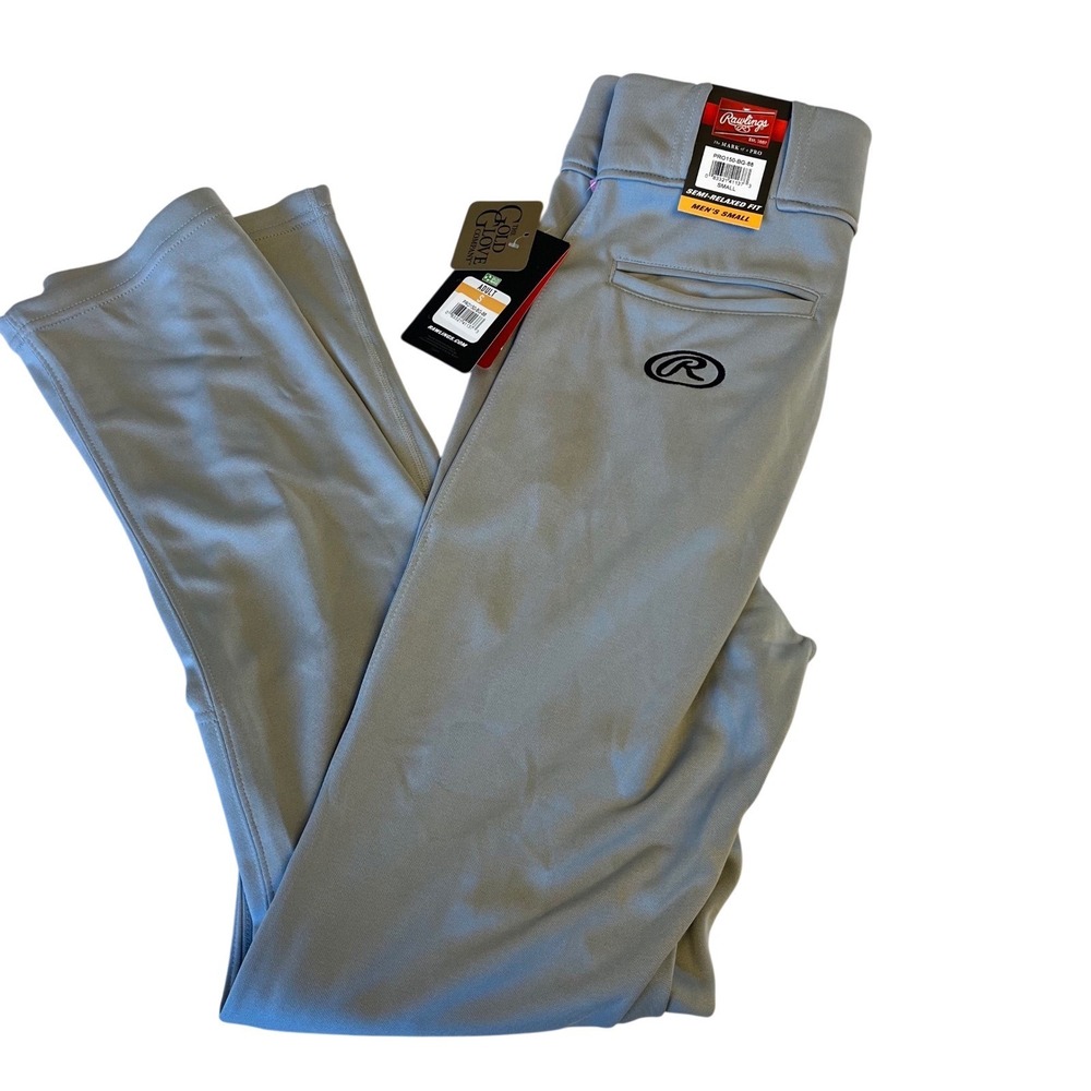 Rawlings Men's Adult Baseball Softball Pants Grey‎ Semi Relaxed Fit Size S